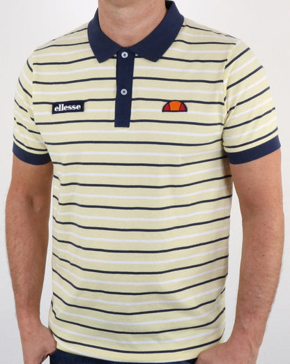Ellesse Lemon Navy Striped Polo Shirt
