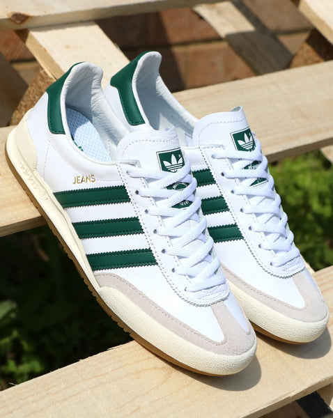 Adidas Jeans Leather Trainers White/Green