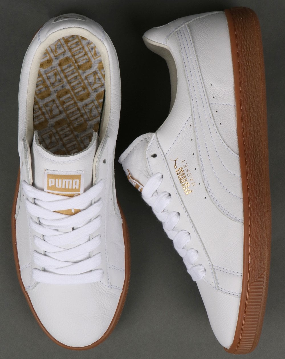Puma Basket Classic Gum Trainer White/Metallic Gold - NEW DUE