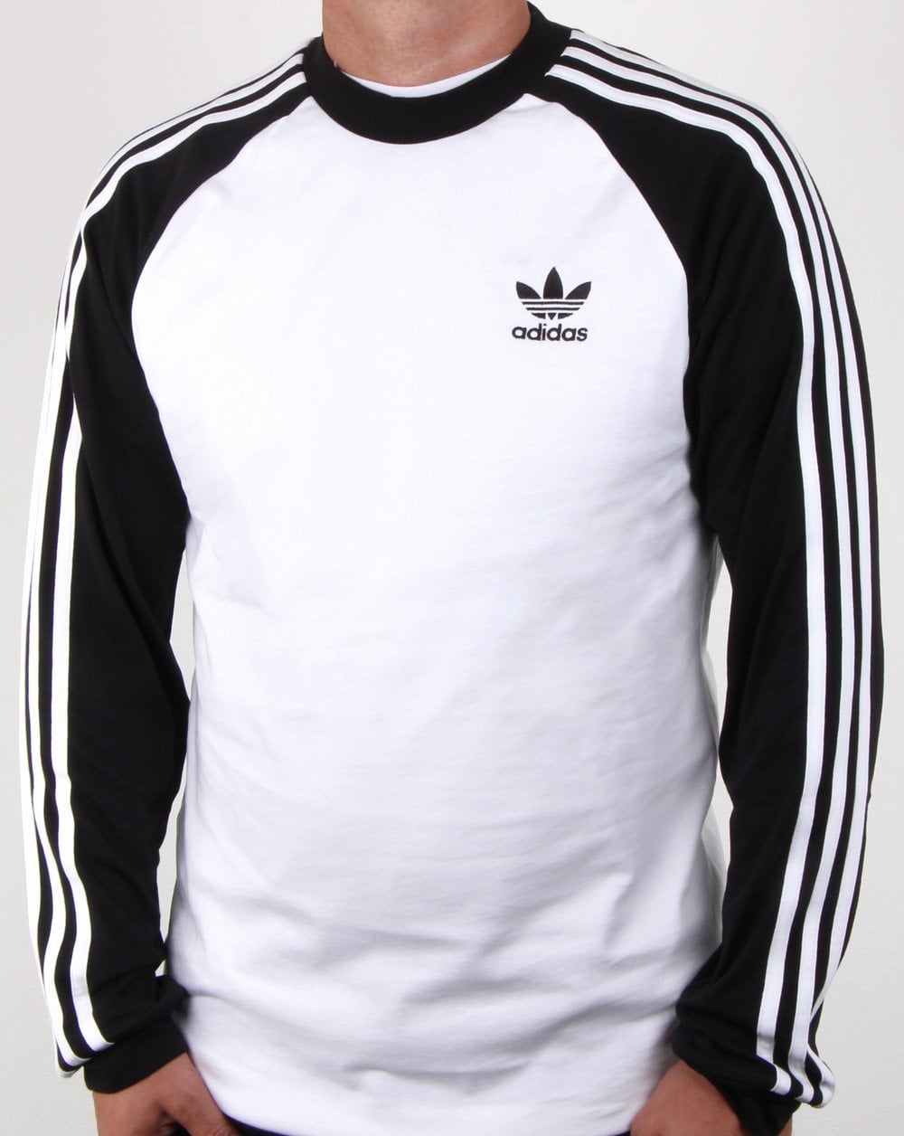 Adidas Originals 3 Stripes Long Sleeve T Shirt White/black