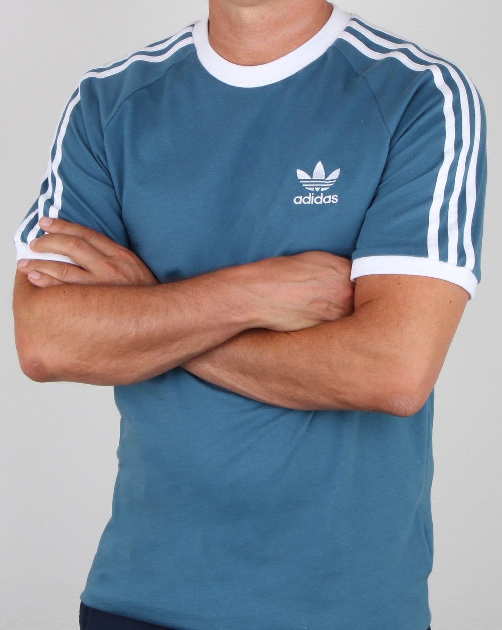 Adidas Originals 3 Stripes T Shirt Blanch Blue