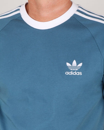 Adidas Originals 3 Stripes T Shirt Blanch Blue