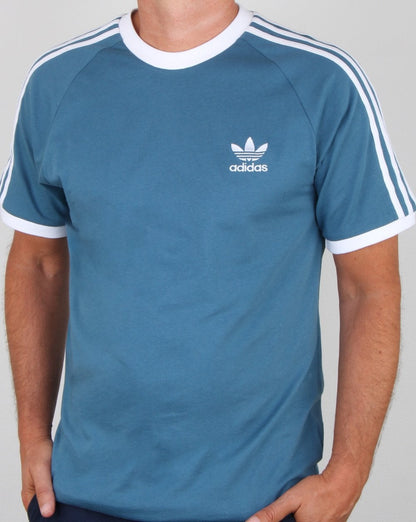 Adidas Originals 3 Stripes T Shirt Blanch Blue