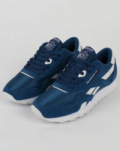 Reebok Classic Nylon Trainers Bunker Blue/White
