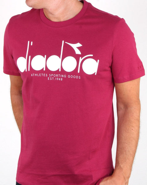 Diadora Logo T-shirt Raspberry/White