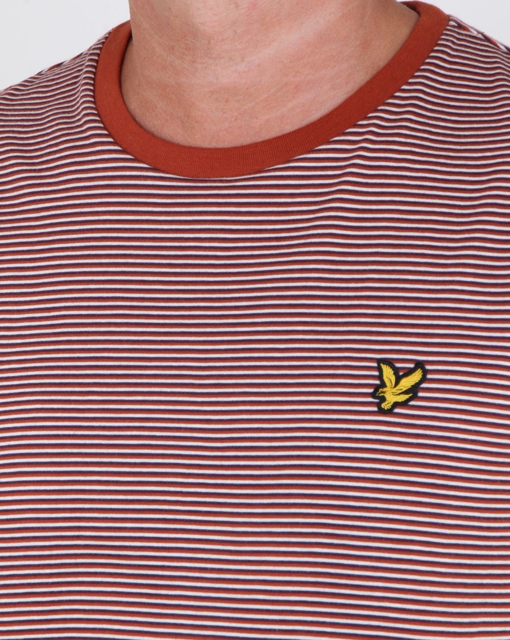 Lyle And Scott Feeder Stripe T-shirt Brown Spice