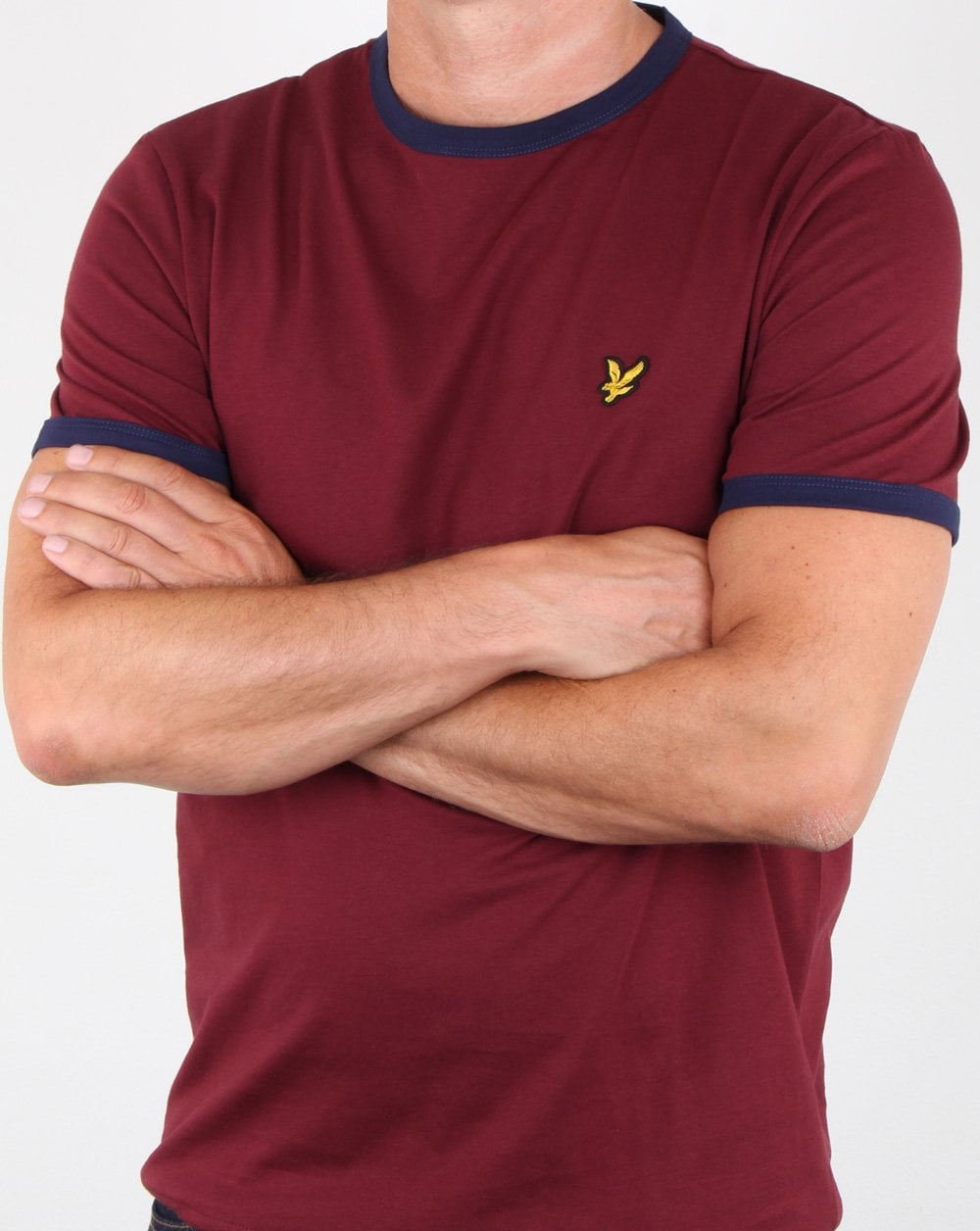 Lyle And Scott Ringer T Shirt Claret/navy