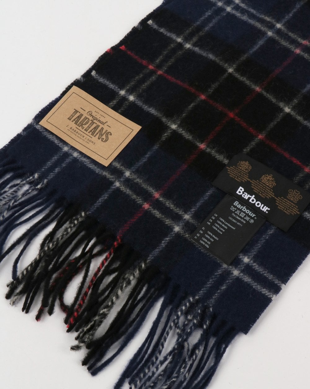 Barbour Tartan Lambswool Scarf Navy/Red