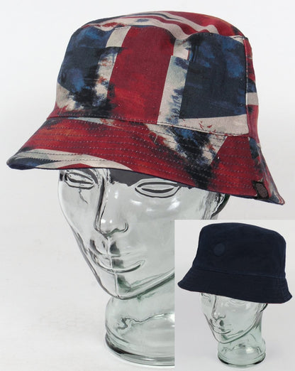 Pretty Green Union Jack Bucket Hat Navy