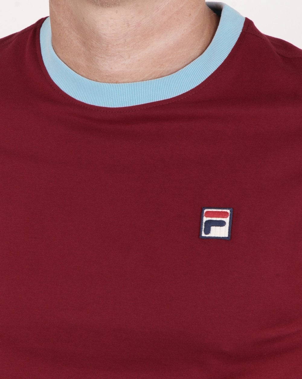 Fila Vintage Ringer T Shirt Claret - Sky