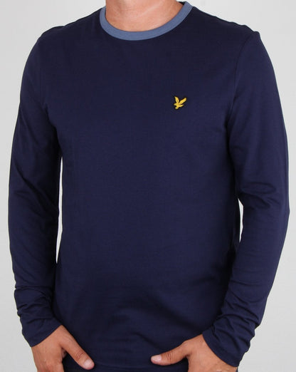 Lyle And Scott Long Sleeve Ringer T-shirt Navy