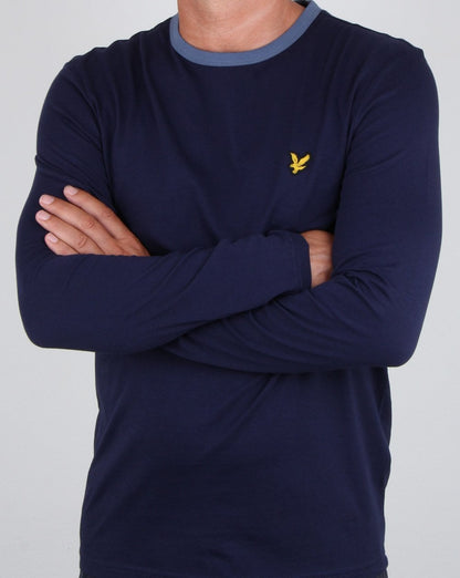 Lyle And Scott Long Sleeve Ringer T-shirt Navy