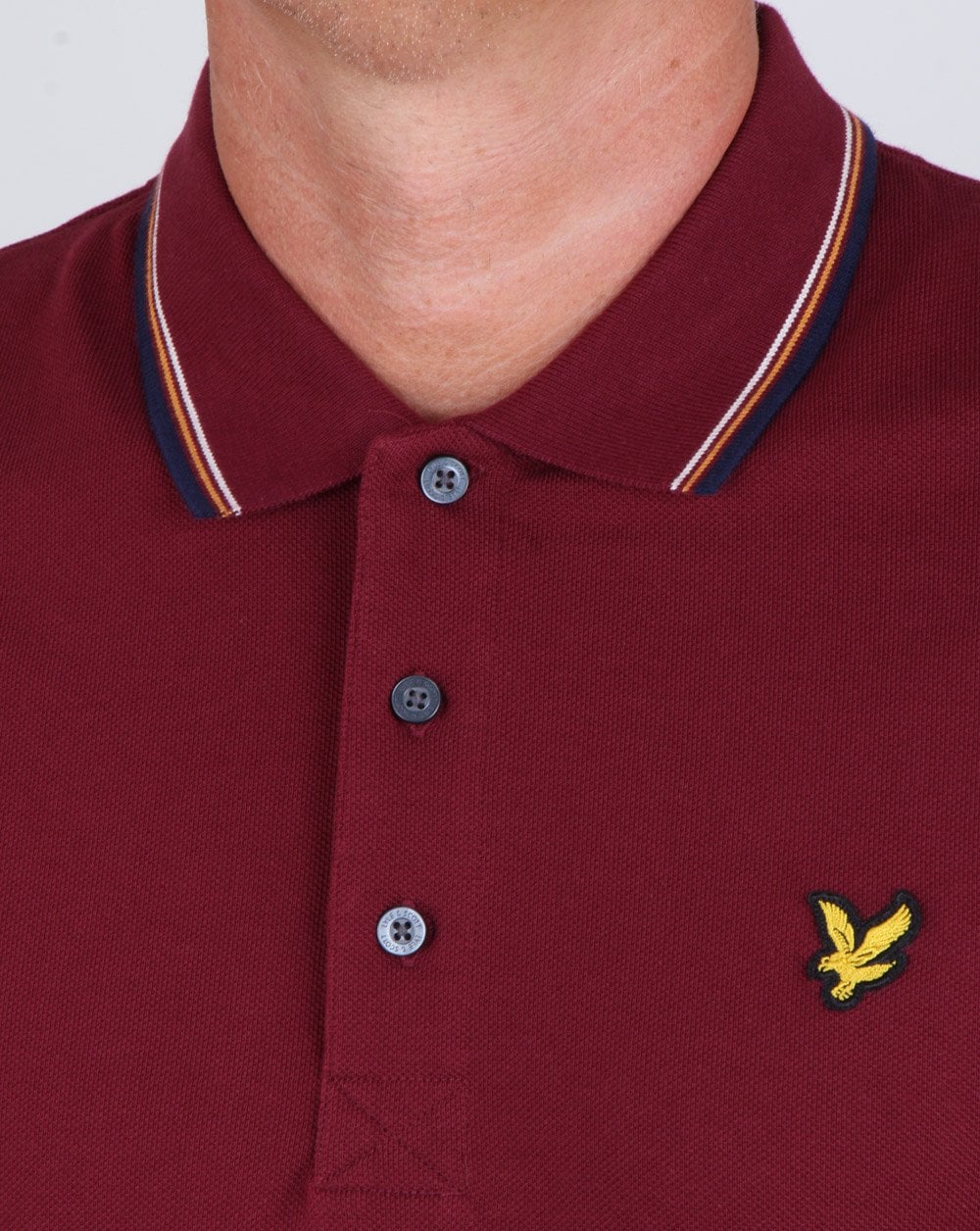 Lyle And Scott Long Sleeve Tipped Polo Shirt Claret Jug