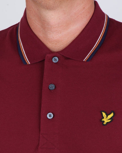 Lyle And Scott Long Sleeve Tipped Polo Shirt Claret Jug