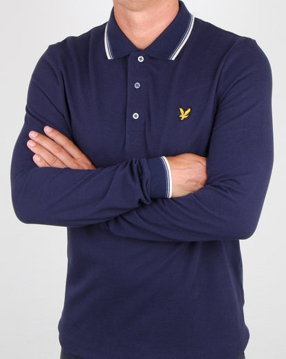 Lyle And Scott Long Sleeve Tipped Polo Shirt Navy
