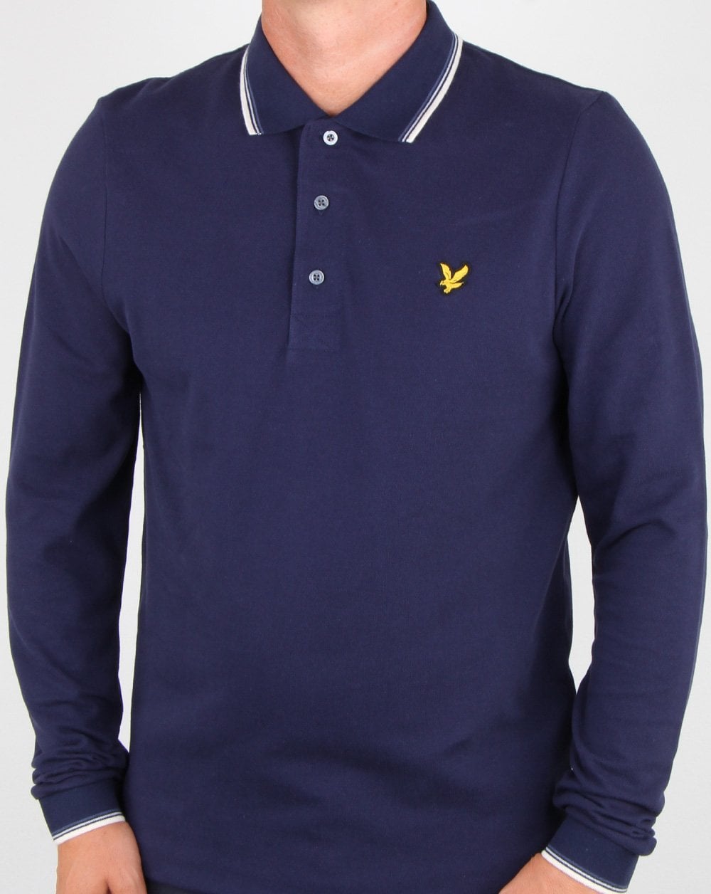 Lyle And Scott Long Sleeve Tipped Polo Shirt Navy