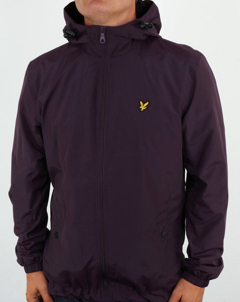 Lyle And Scott Zip Through Hooded Jacket Deep Plum