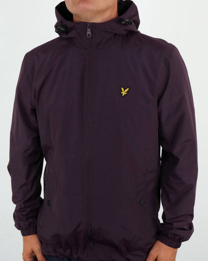 Lyle And Scott Zip Through Hooded Jacket Deep Plum