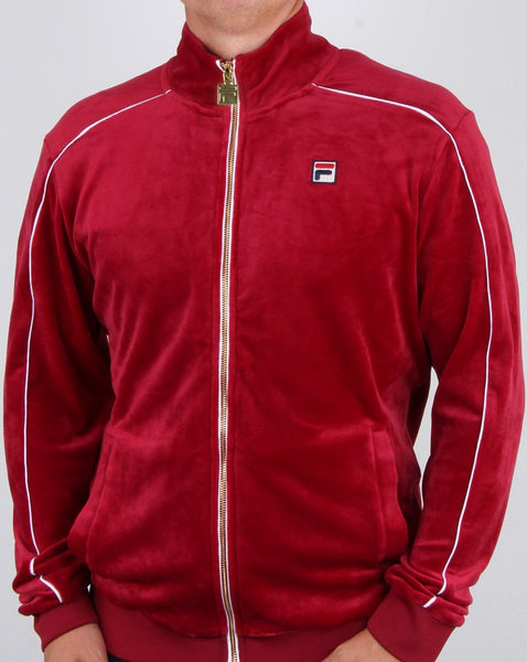 Fila Vintage Finest Velour Track Top Deep Red