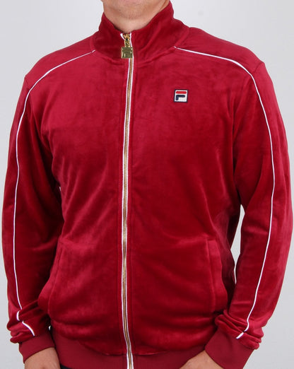 Fila Vintage Finest Velour Track Top Deep Red