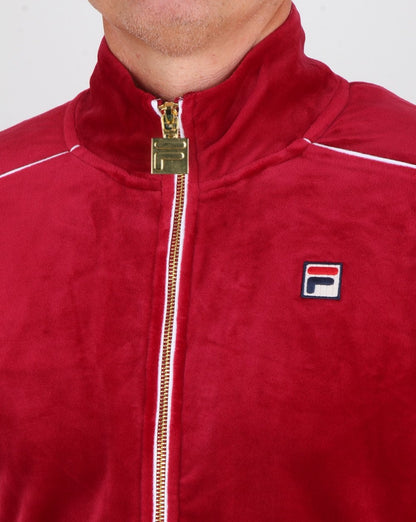 Fila Vintage Finest Velour Track Top Deep Red
