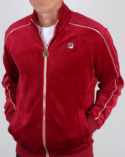 Fila Vintage Finest Velour Track Top Deep Red