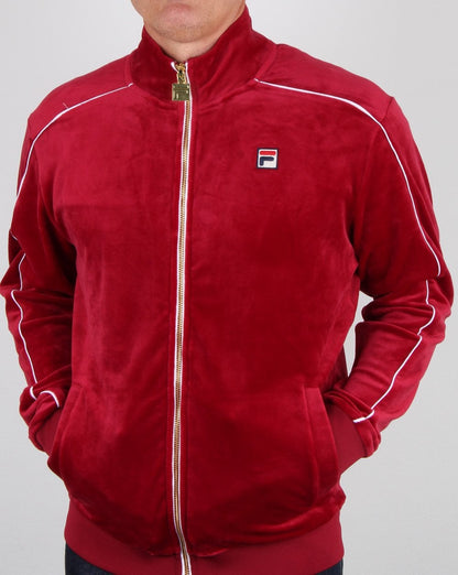 Fila Vintage Finest Velour Track Top Deep Red