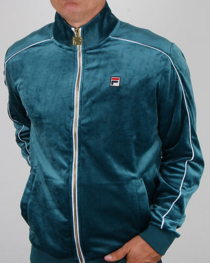 Fila Vintage Finest Velour Track Top Atlantic Blue
