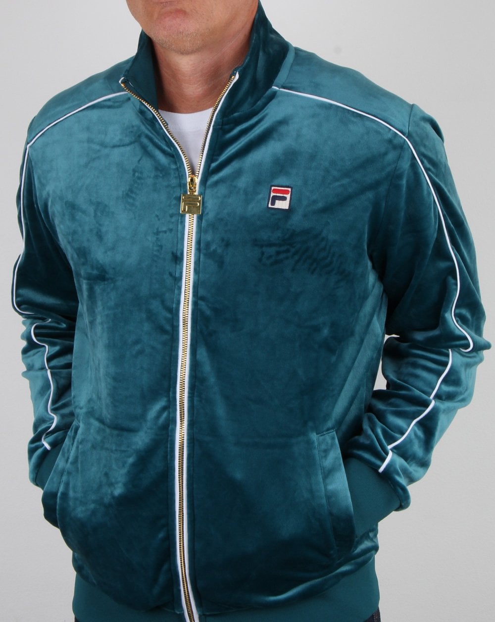 Fila Vintage Finest Velour Track Top Atlantic Blue
