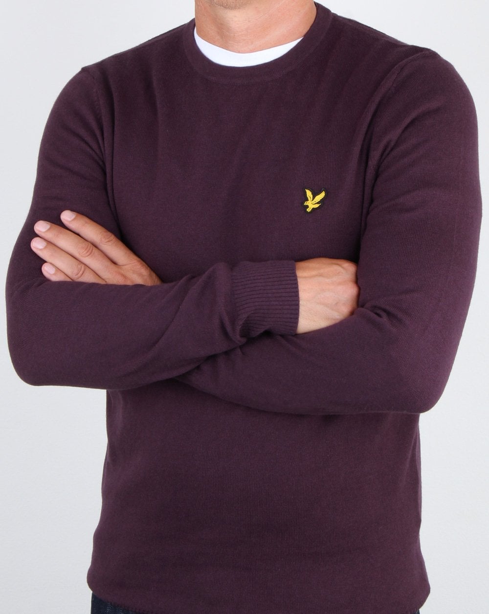 Lyle And Scott Cotton Merino Crew Jumper Deep Plum