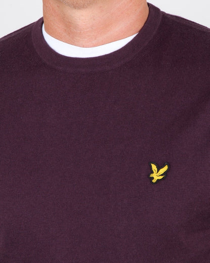 Lyle And Scott Cotton Merino Crew Jumper Deep Plum