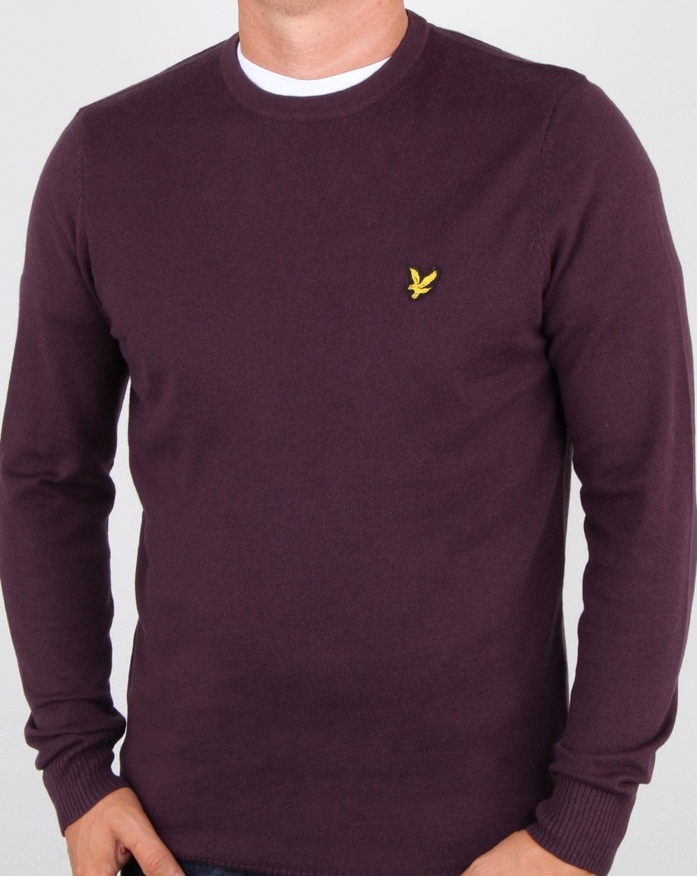 Lyle And Scott Cotton Merino Crew Jumper Deep Plum