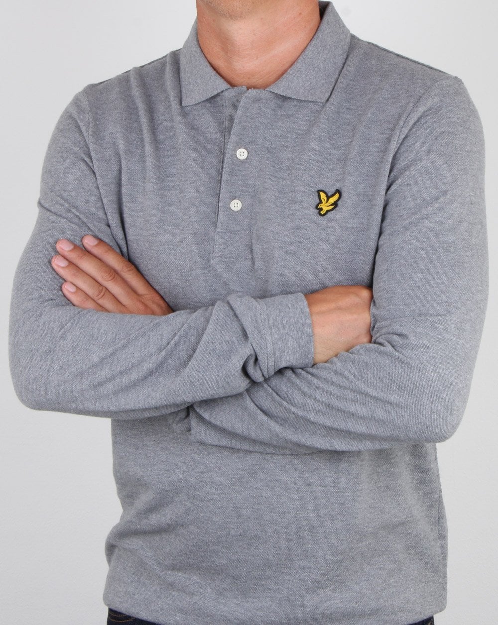 Lyle And Scott Long Sleeve Polo Shirt Mid Grey Marl