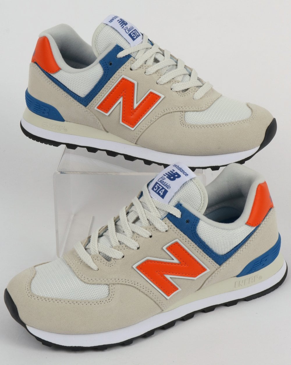 New Balance 574 Trainers White/Orange