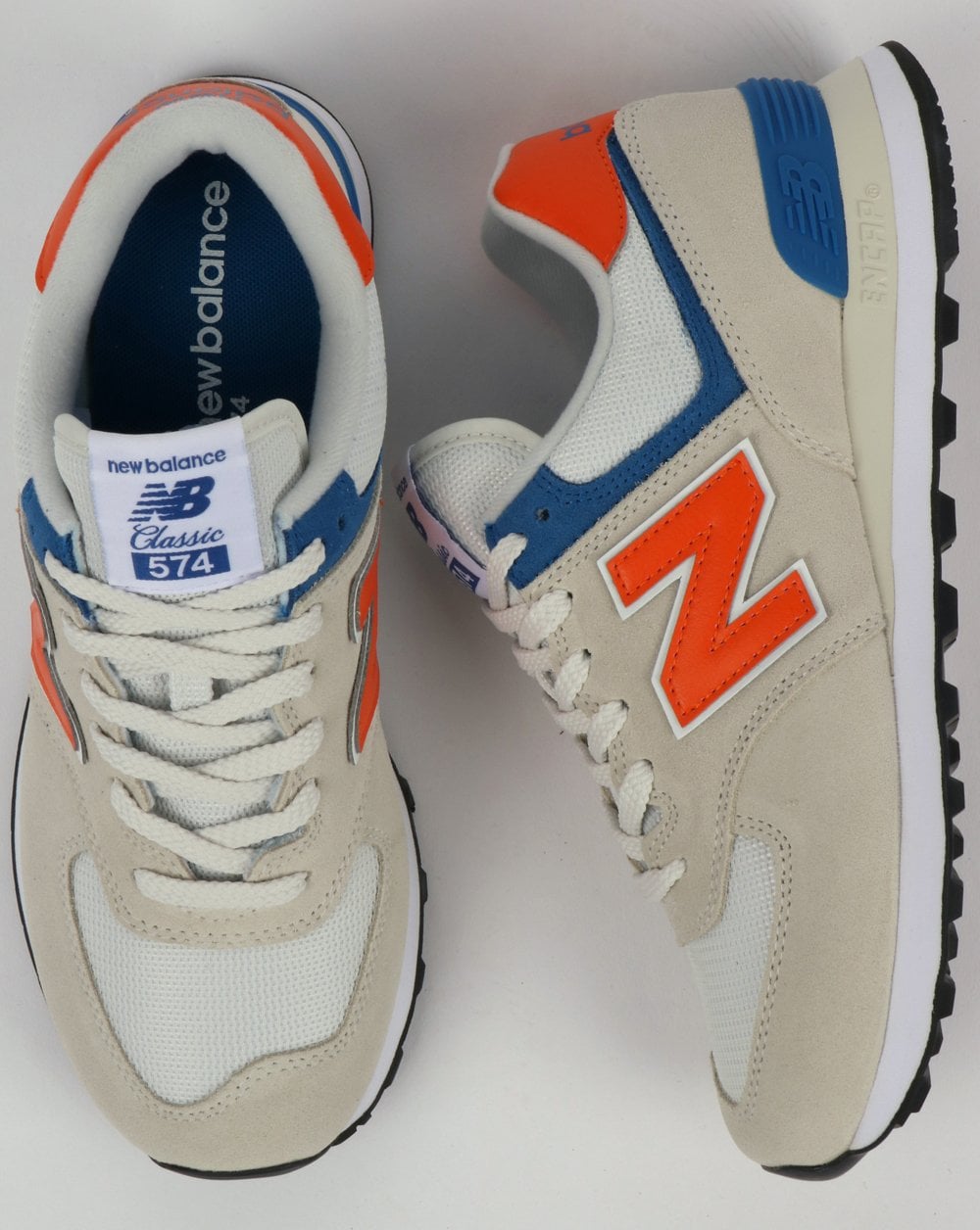 New Balance 574 Trainers White/Orange