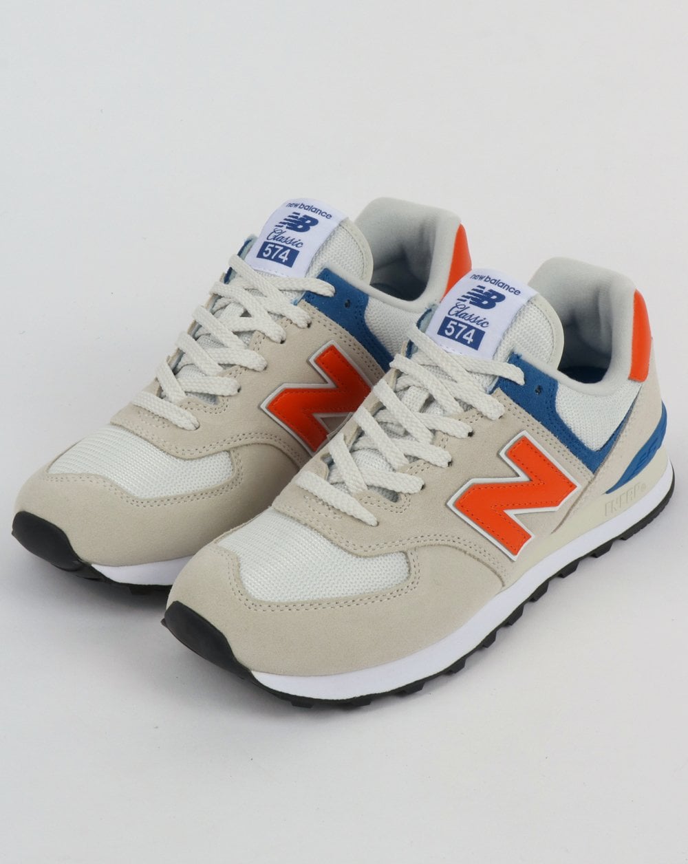New Balance 574 Trainers White/Orange