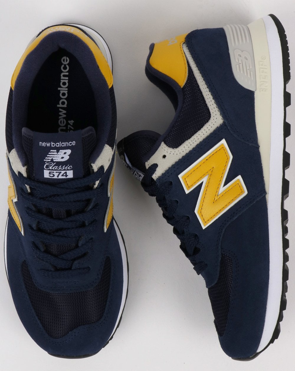 New Balance 574 Trainers Navy/Yellow