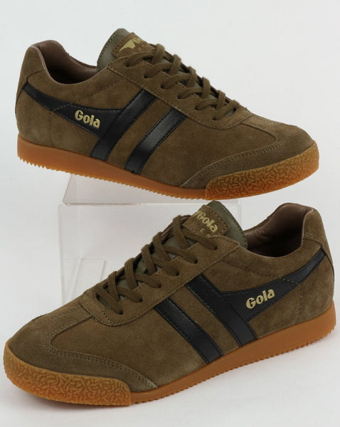 Gola Harrier Suede Trainers Khaki/Black/Stone