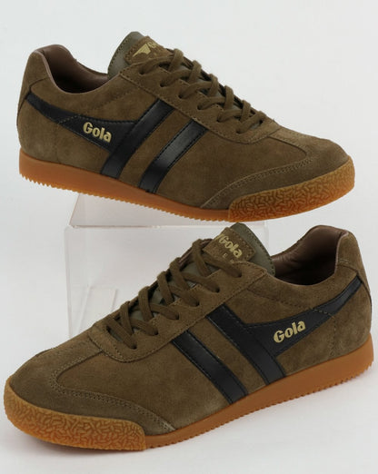 Gola Harrier Suede Trainers Khaki/Black/Stone