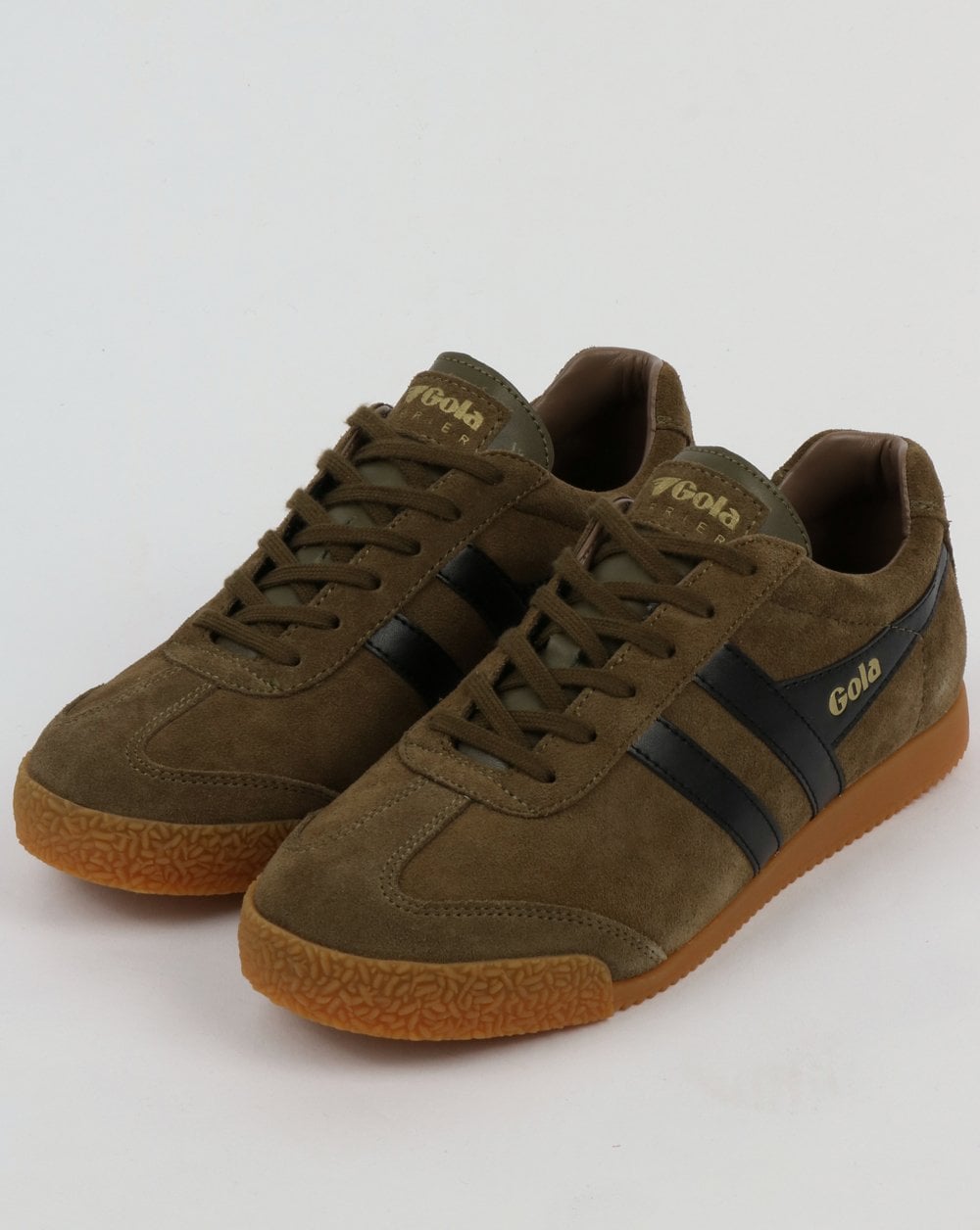 Gola Harrier Suede Trainers Khaki/Black/Stone