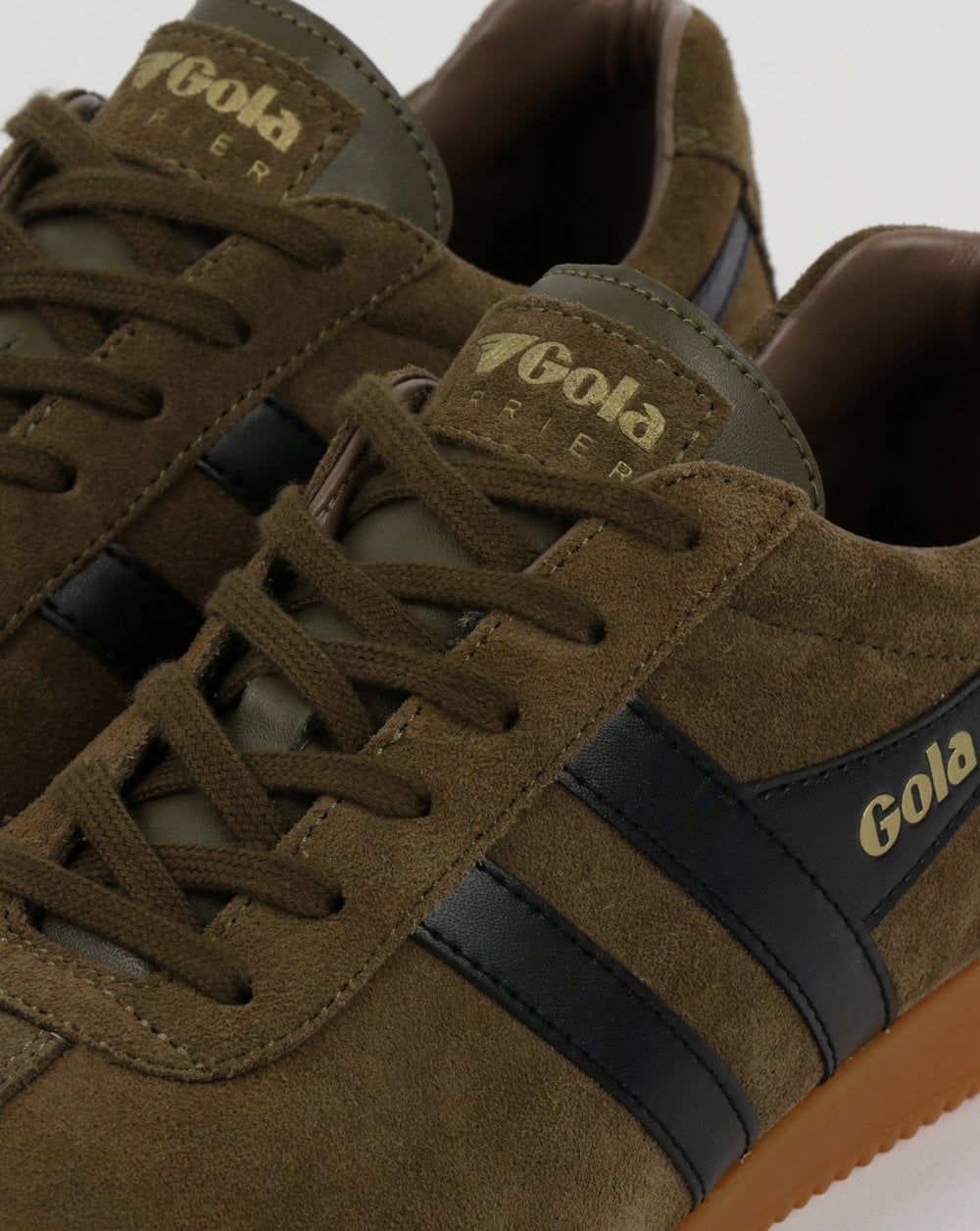 Gola Harrier Suede Trainers Khaki/Black/Stone