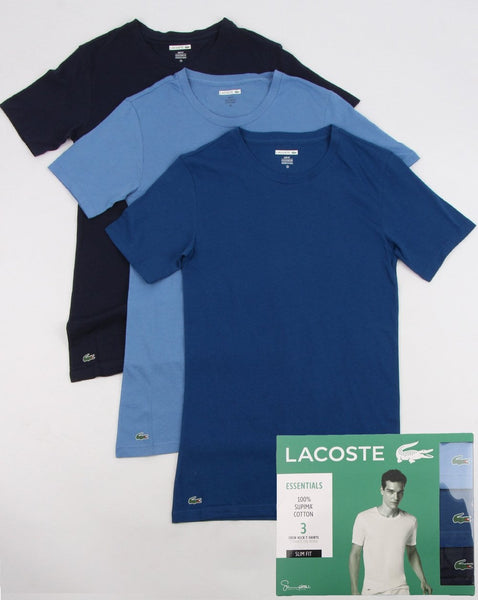 Lacoste Triple Pack Slim Fit Crew Tees Navy/blue