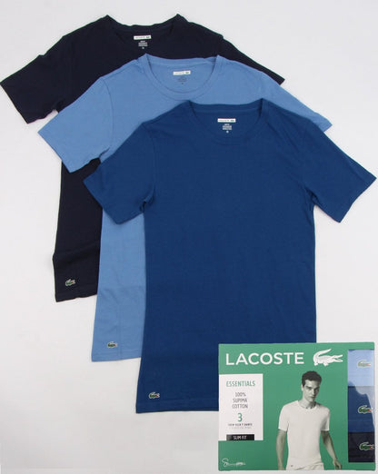 Lacoste Triple Pack Slim Fit Crew Tees Navy/blue