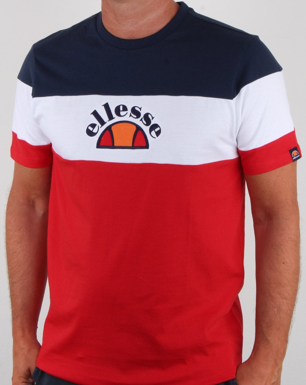 Ellesse Block T Shirt Red/navy/white