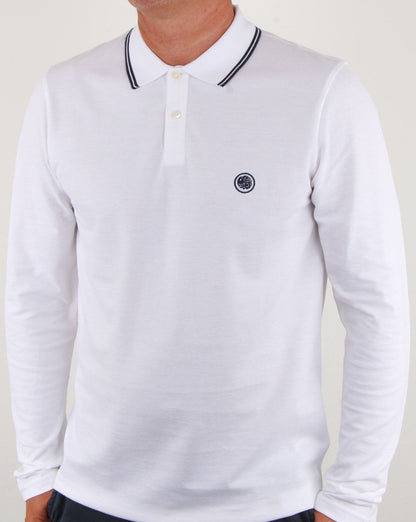 Pretty Green Barton Ls Tipped Polo White/navy