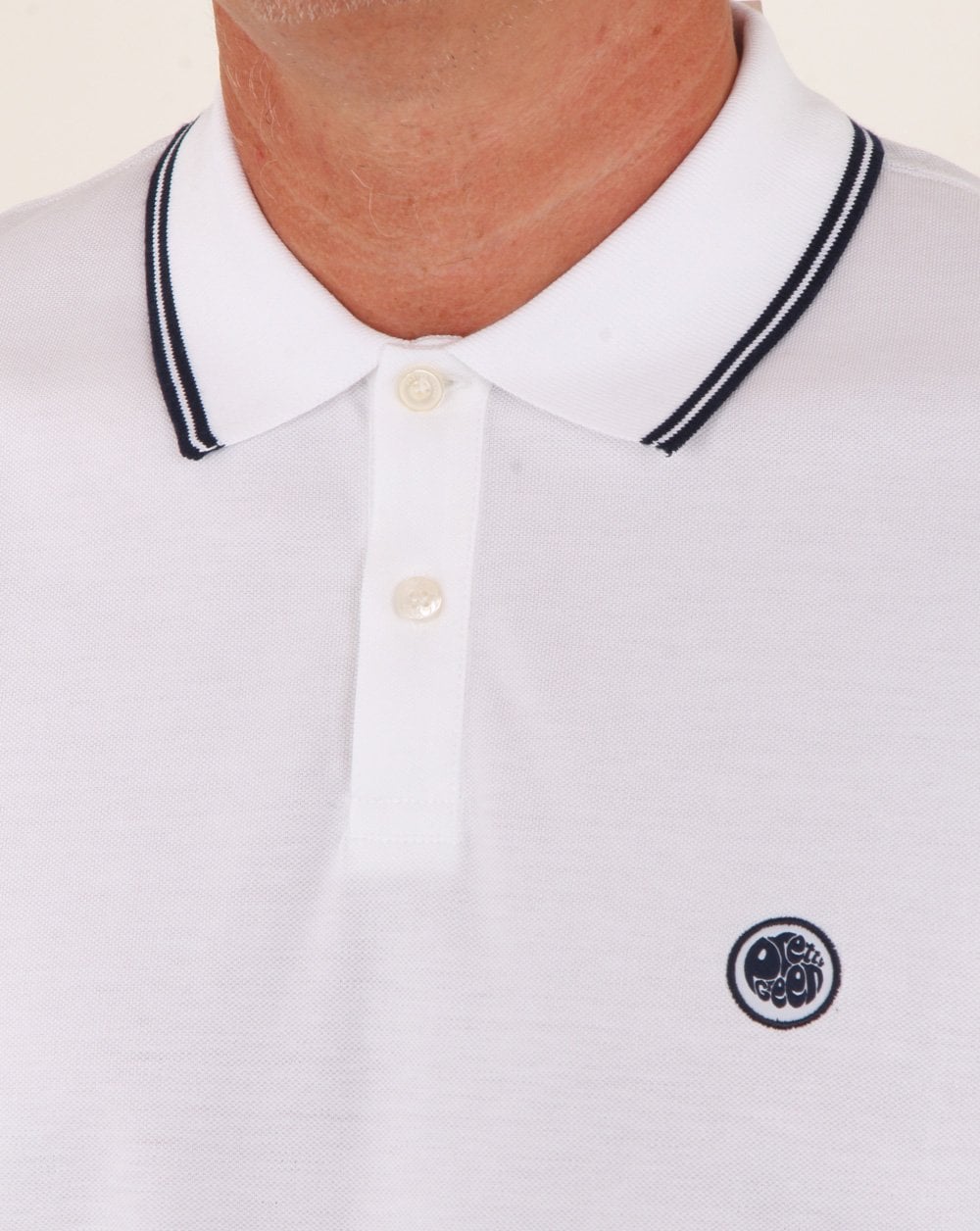 Pretty Green Barton Ls Tipped Polo White/navy
