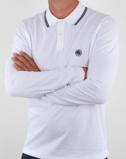Pretty Green Barton Ls Tipped Polo White/navy