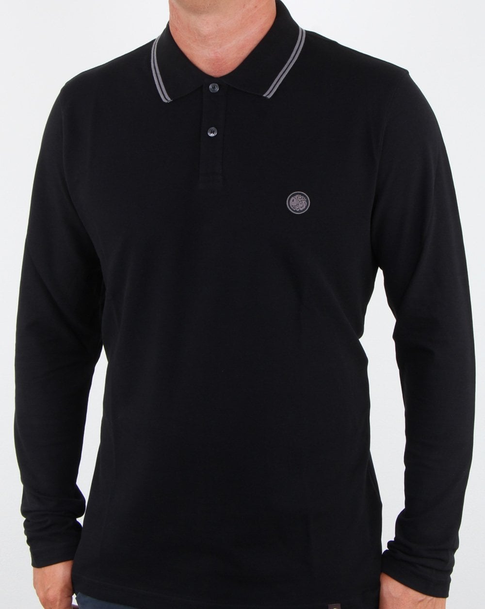 Pretty Green Barton Ls tipped style Polo Black