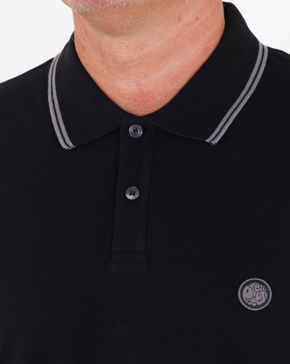 Pretty Green Barton Ls tipped style Polo Black