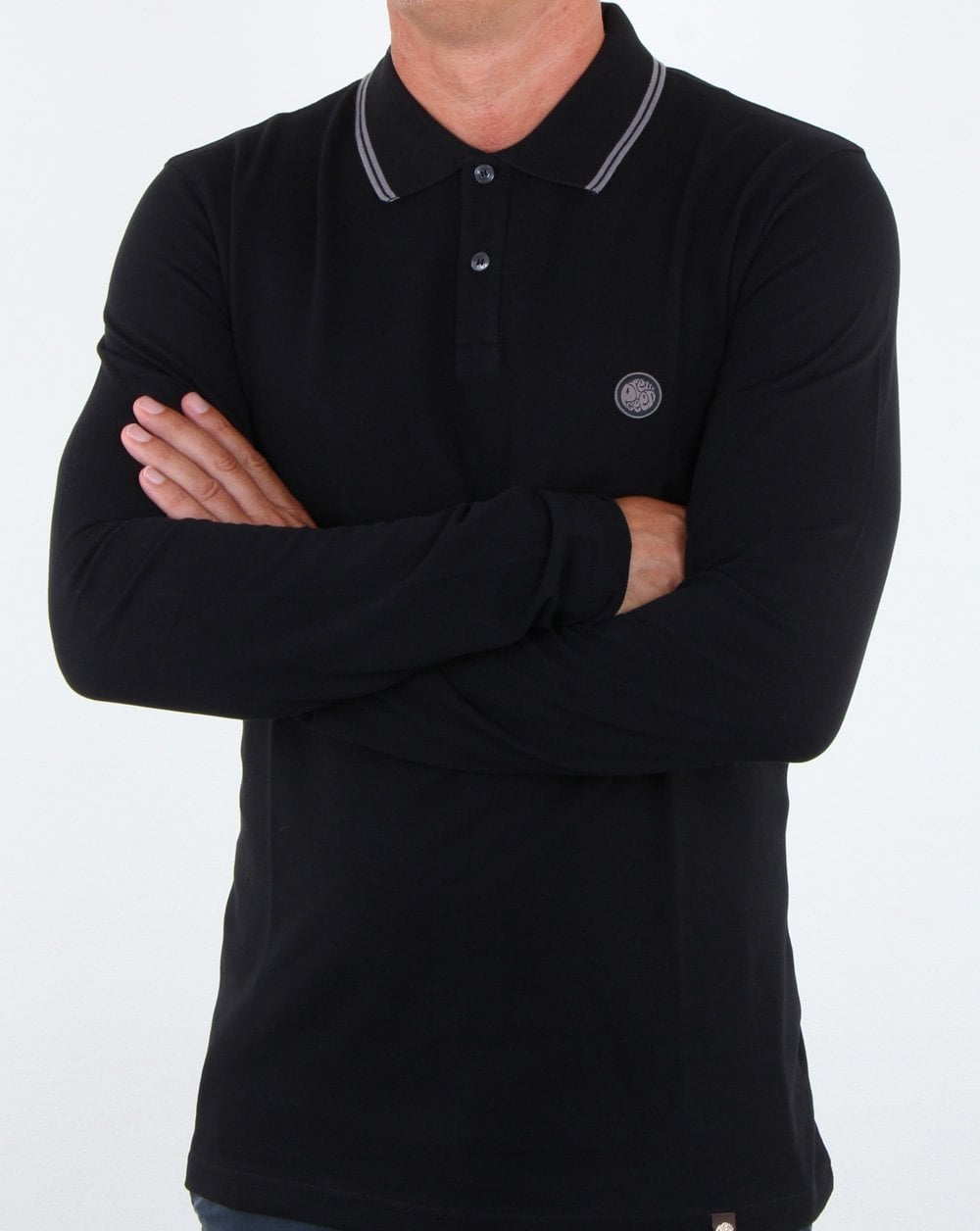 Pretty Green Barton Ls tipped style Polo Black